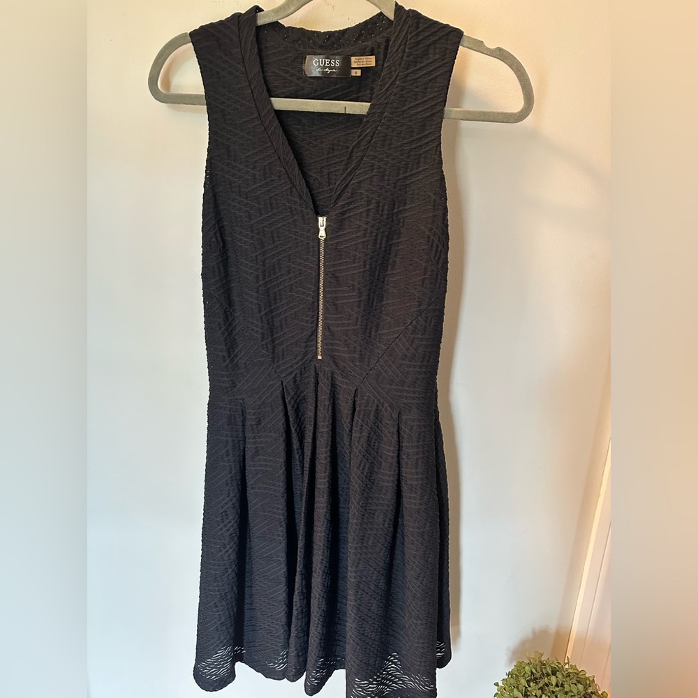 Dark Navy Guess fit and flare dress, size 6.